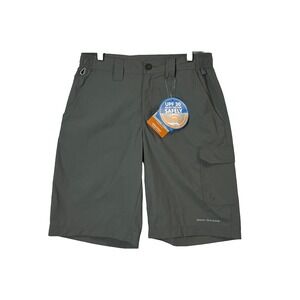 Columbia Youth Boys Outdoor Nylon Cargo Shorts Sz 28x10 Gray Omni-Shield UPF 30